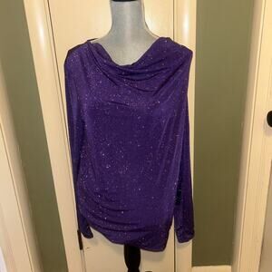 Purple sparkly cowl neck top